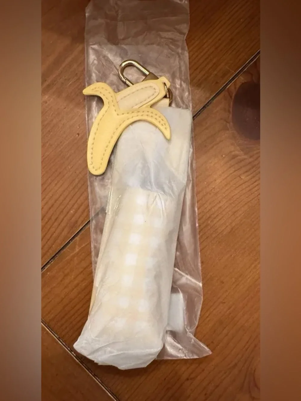 Glow Recipe Yellow Gingham Lip Balm Holder Keychain with Banana Charm